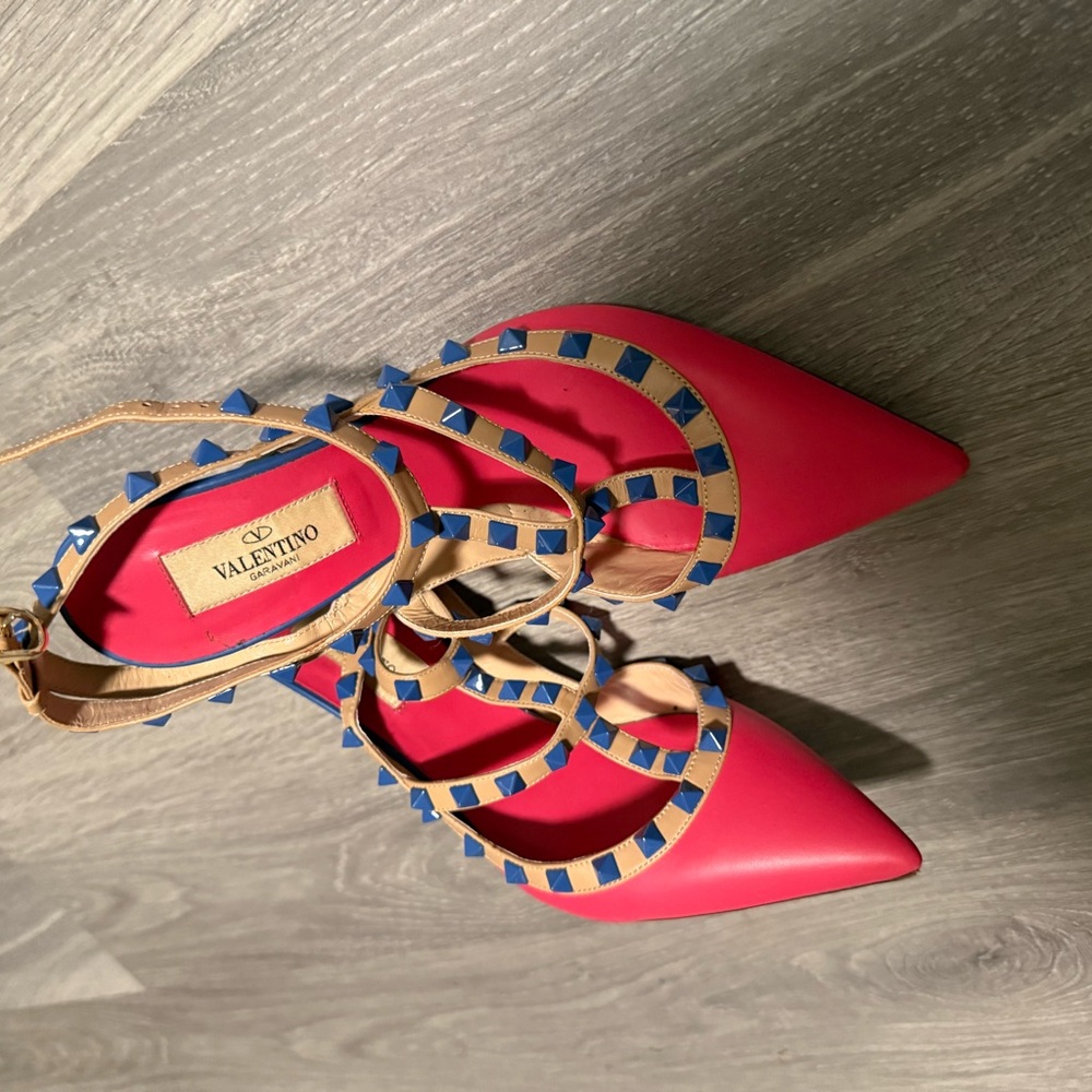 Valentino Pink Heels with Blue Studs